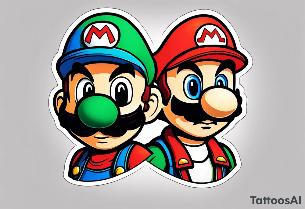 Mario and Luigi wearing Daft Punk masks tattoo idea