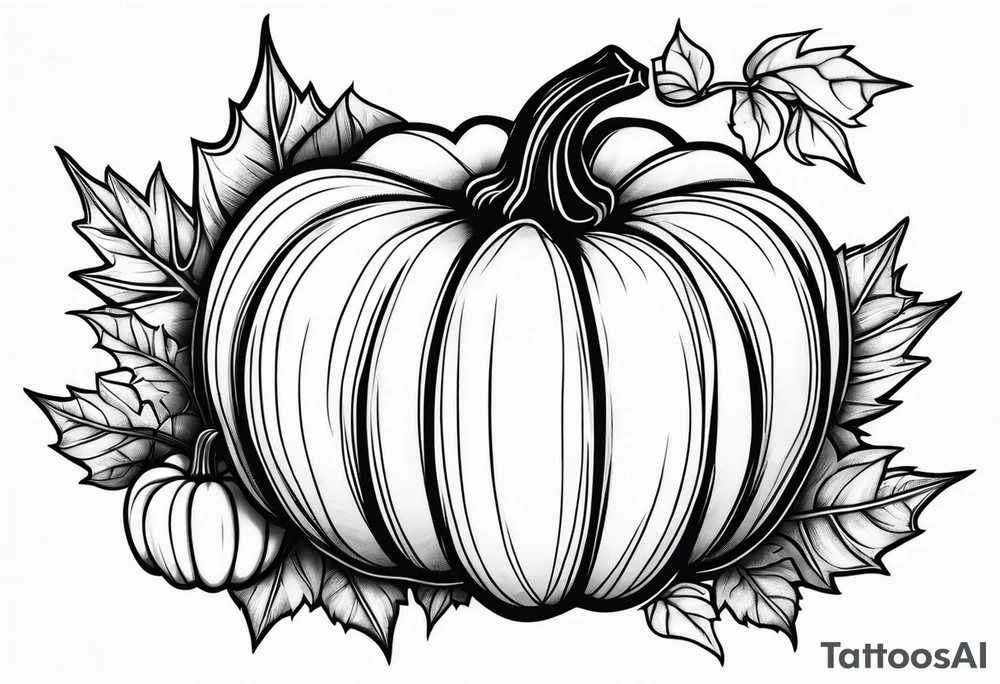 Pumpkin with leaves tattoo idea