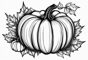 Pumpkin with leaves tattoo idea