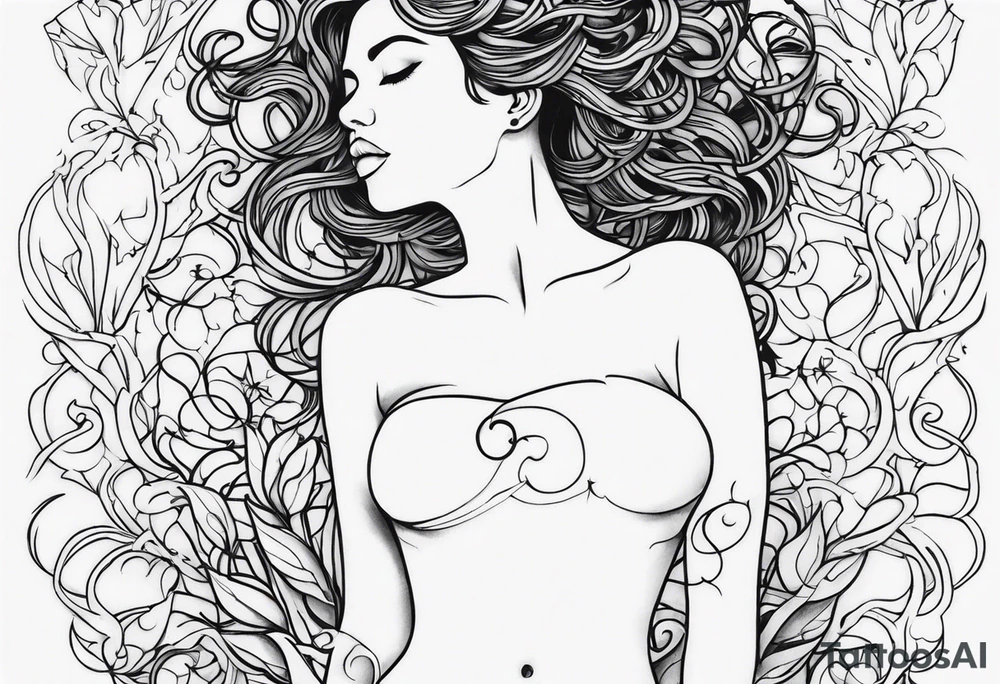 vines all over female body tattoo idea