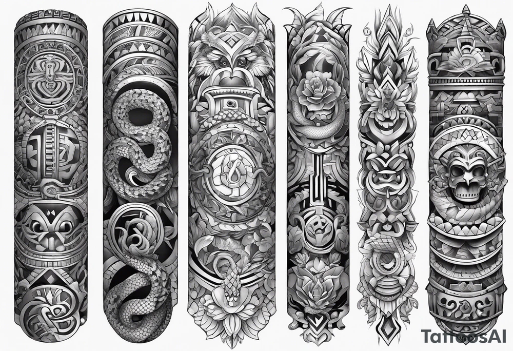 aztec snake sleeve tattoo idea