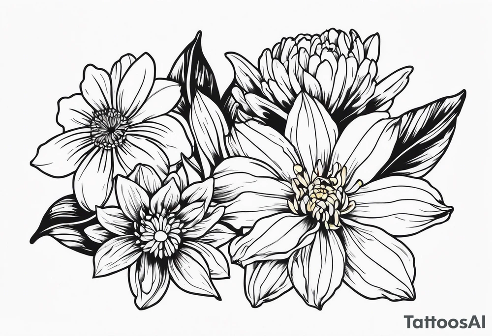 chrysanthemum and daffodil tattoo idea
