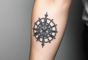 vintage roman numerals within ornate clockwork mechanism tattoo idea