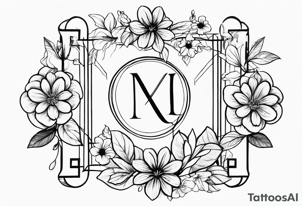 roman numerals for March 13, 2011 surrounded by floral and shapes tattoo idea