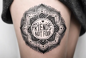 "friends not food"
vegan tattoo tattoo idea