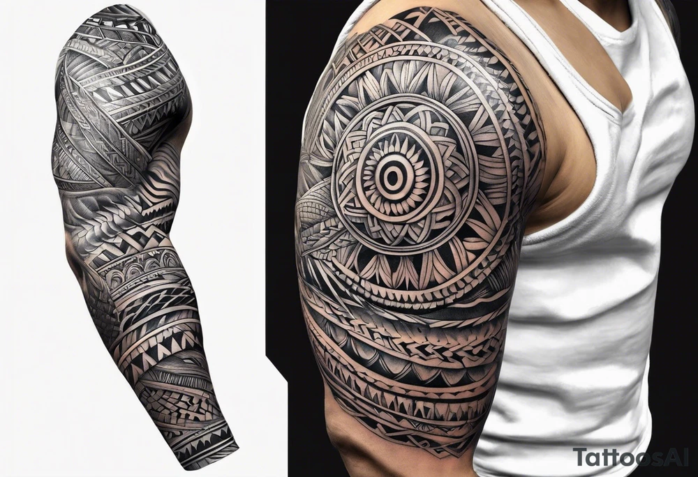 Polynesian tribal forearm tattoo idea