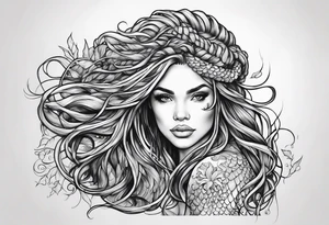 Mermaid dreadlocks tattoo idea