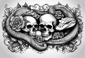 Arm sleeve with skulls alligators and  pythons tattoo idea