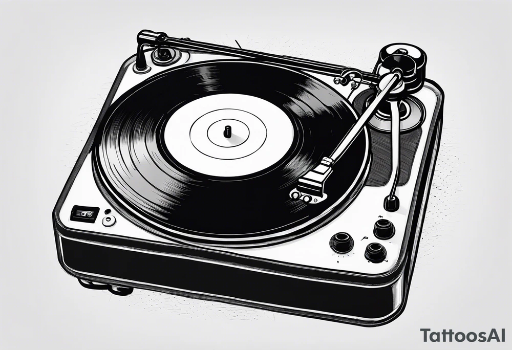Recordplayer minimalistic fineline drawed in 2D tattoo idea Recordplayer minimalistic fineline drawed in 2D tattoo idea