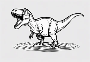 happy t rex outline in a pool tattoo idea