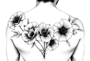 It will be a fore arm tattoo in the neo american traditional style. I want to incorporate a few different flowers: poppy's, morning glorys, narcisus tattoo idea
