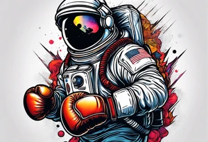 Astronaut with boxing gloves tattoo idea