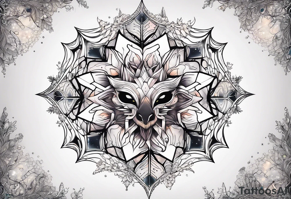 Constellation, animal alien, snowflake tattoo idea