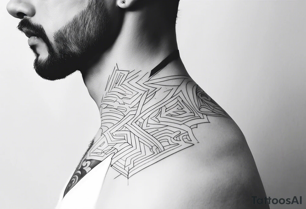 Male tattoo on the neck tattoo idea