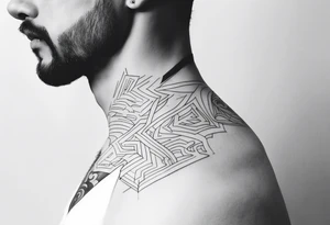 Male tattoo on the neck tattoo idea