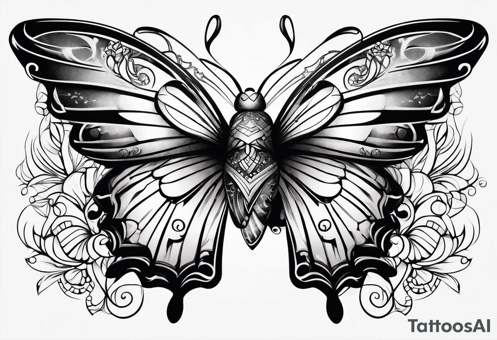 Angel winged butterfly tattoo idea