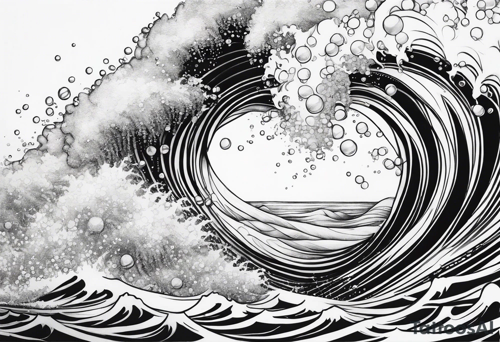 ocean waves bubbles tattoo idea