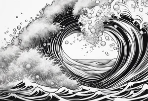 ocean waves bubbles tattoo idea