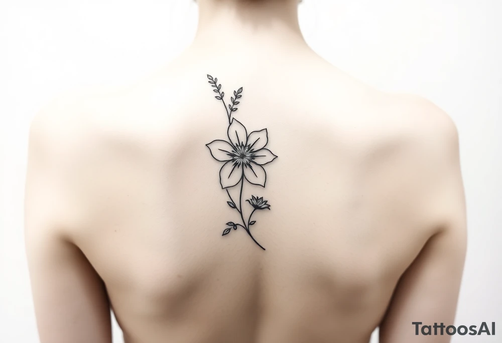 flower going down spine tattoo tattoo idea