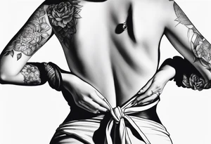 female arms tied behind her back close-up tattoo idea