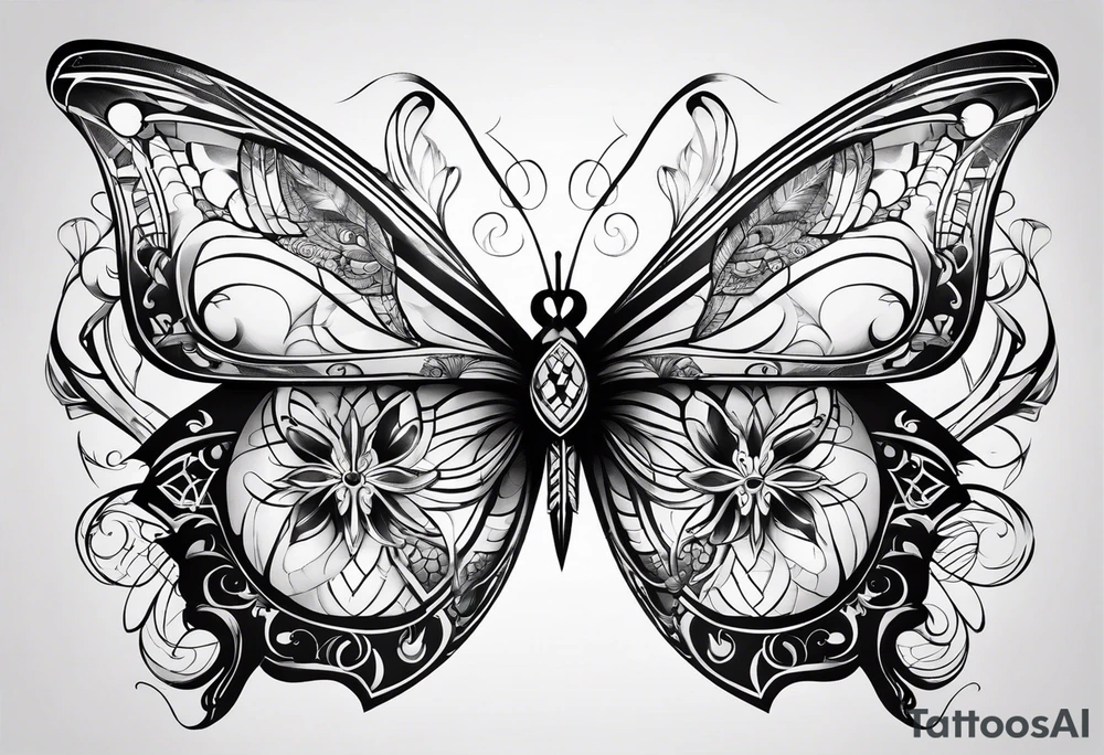 Butterfly with angel wings tattoo idea