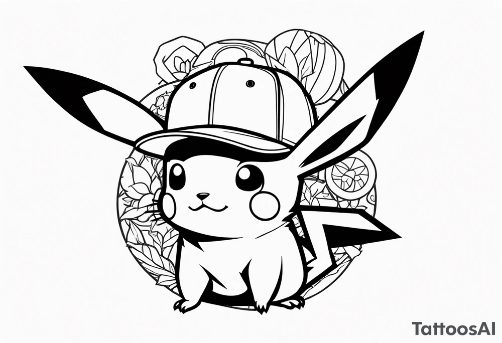 pikachu wearing a snapback tattoo idea