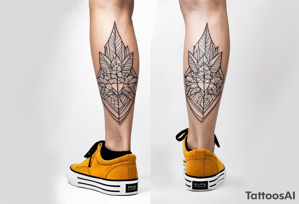 knee tattoo in fall color masculine design with no faces tattoo idea