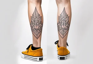 knee tattoo in fall color masculine design with no faces tattoo idea