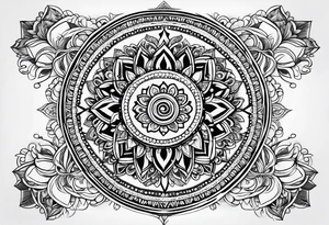An elaborate mandala design incorporating religious symbols and patterns tattoo idea