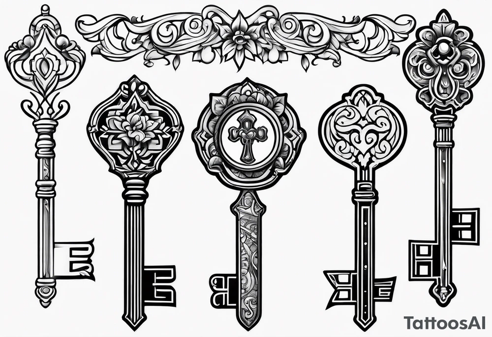 Old school key tattoo idea