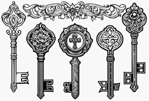 Old school key tattoo idea