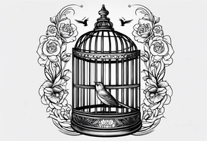 Empty Bird cage door open tattoo idea