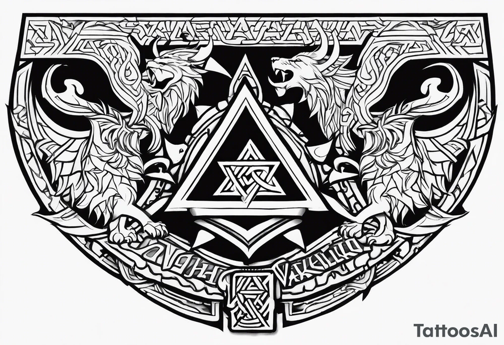 Valhalla sword shield axe Valknut dragon lion tattoo idea Valhalla sword shield axe Valknut dragon lion tattoo idea