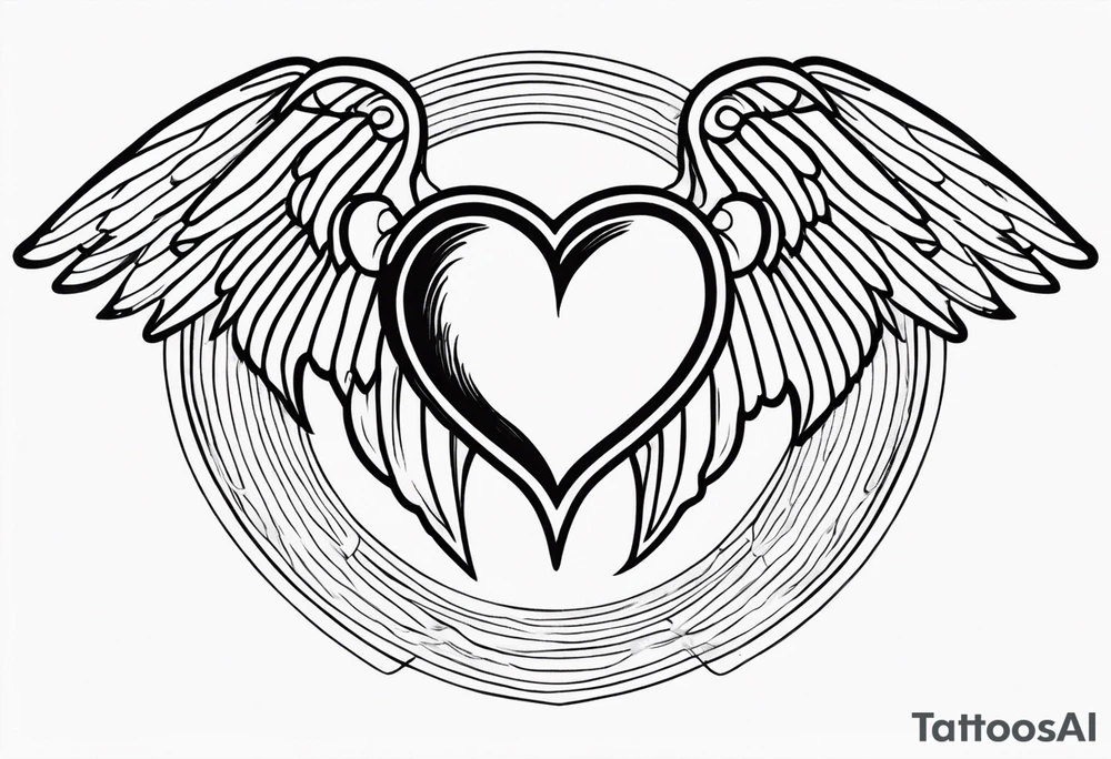 Y2K angel heart with wings tattoo idea