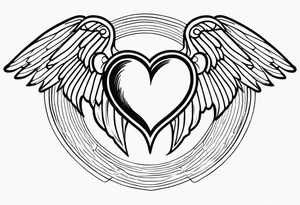 Y2K angel heart with wings tattoo idea