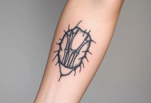 Forearm bones visible thru ripped skin and tissue tattoo idea
