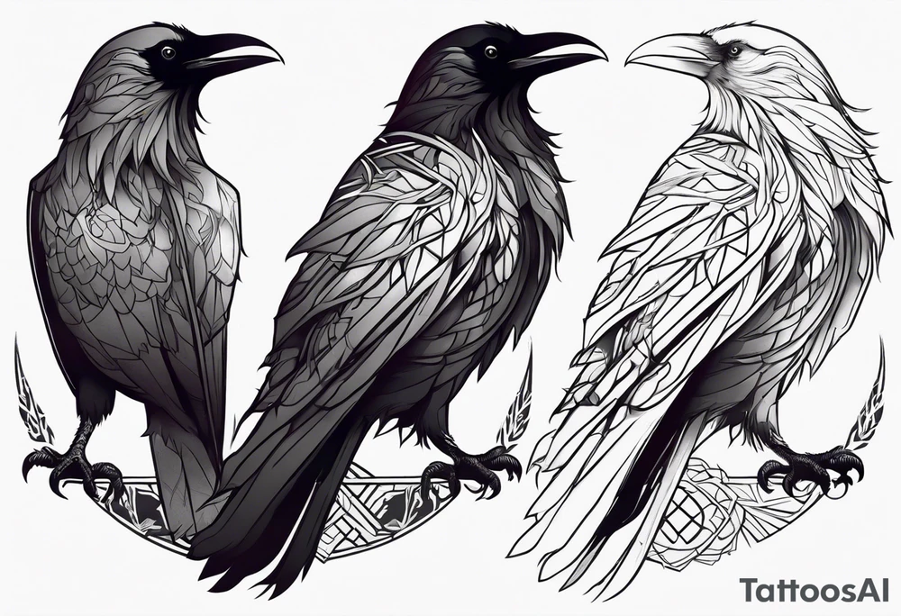 Raven actively changing into a phoenix tattoo idea