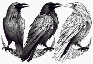 Raven actively changing into a phoenix tattoo idea