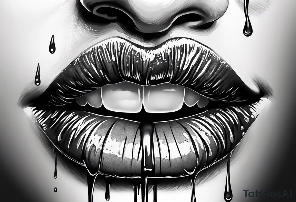 lips dripping wet tattoo idea