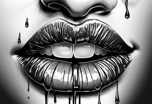 lips dripping wet tattoo idea