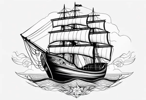 Animais marinhos, barco, âncora, bússola tattoo idea