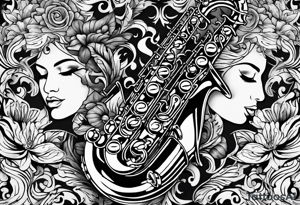 fire sneak surroundin a suggested soprano sax and with some elements of the see around tattoo idea