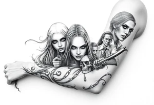 Horror movie character montage tattoo idea