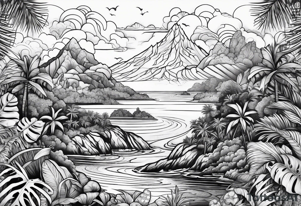 Tropical islands tattoo idea
