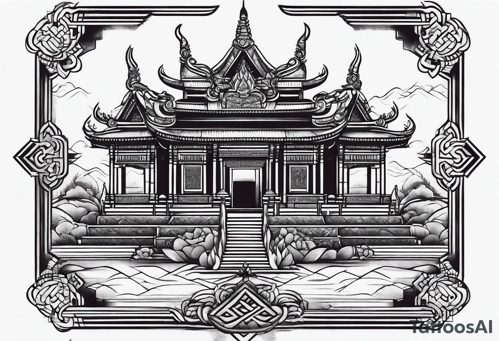 back tattoo 
muay thai temple tattoo idea