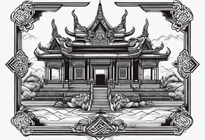 back tattoo 
muay thai temple tattoo idea