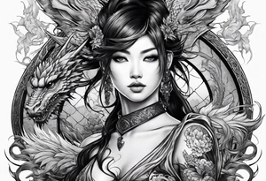 fit in one sheet warrior nymph with dragon tattoo idea