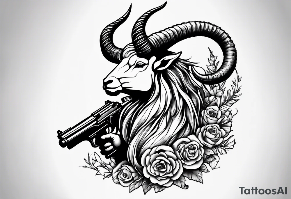 capricorn with sunglasses and shotgun tattoo idea
