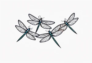 4 dragonflies flying together simple tattoo idea