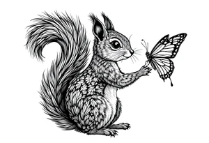 A squirrel holding a butterfly tattoo idea